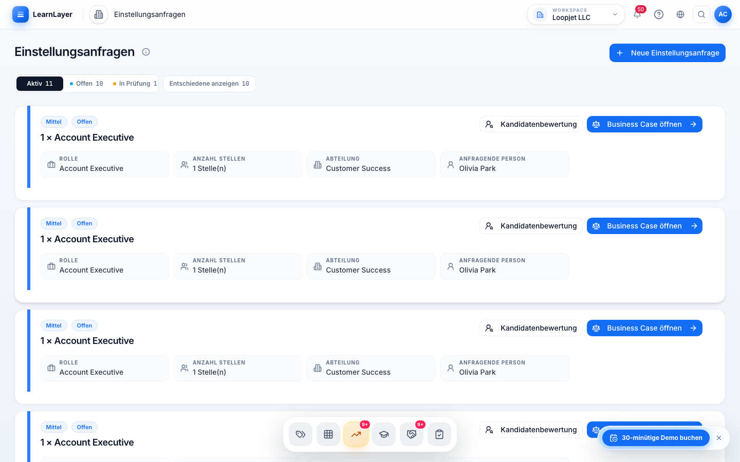 LearnLayer Business Case für Aufbau versus Einstellung