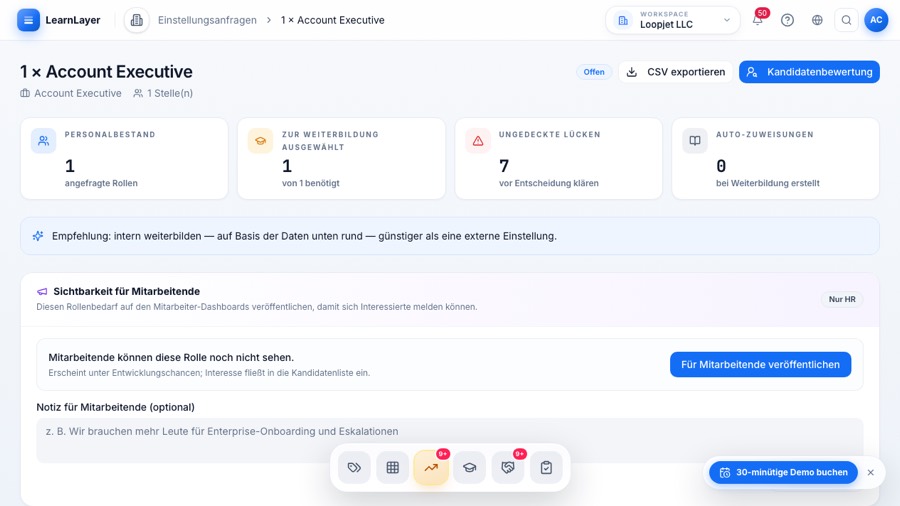 LearnLayer Upskilling-Planung